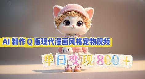 AI制作Q版现代漫画风格宠物视频,单日变现几张-青年云网创—高质量项目商城